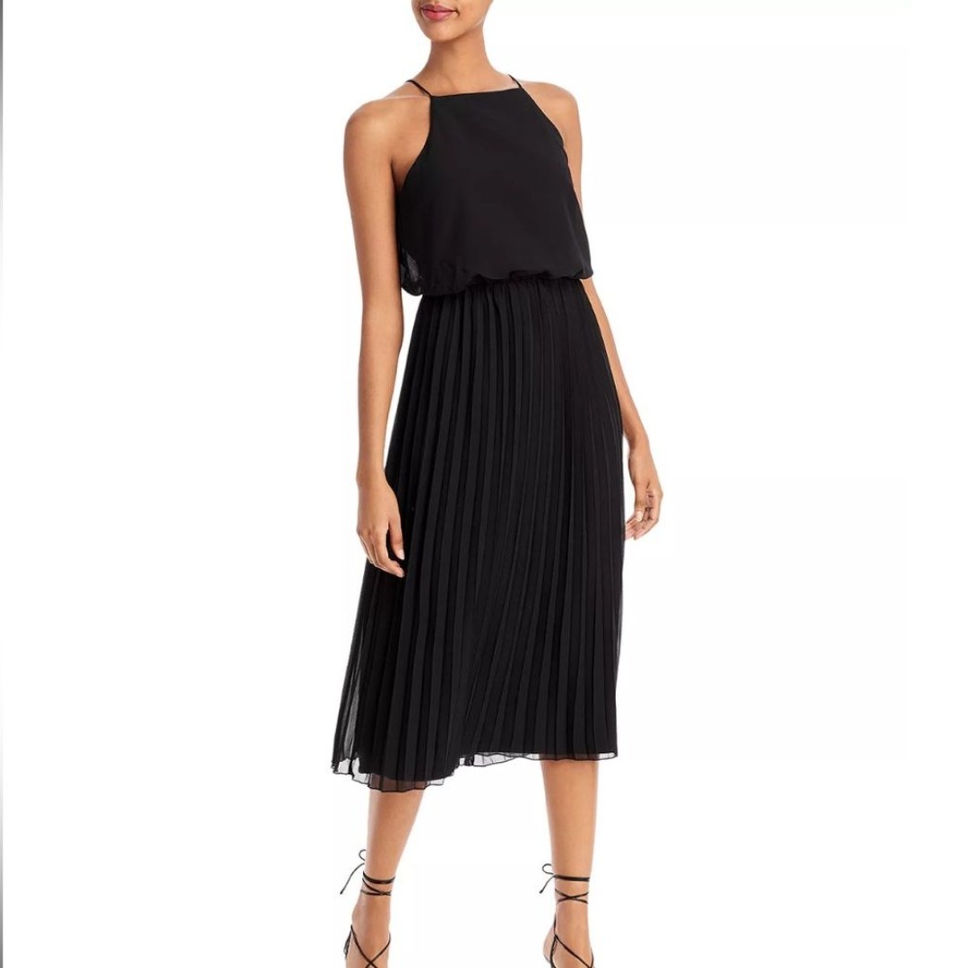 NWT Sam Edelman Black Pleated Skirt Midi Dress