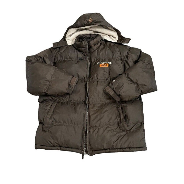 Vintage Y2K U.S. Polo Assn. 1890 Brown Puffer Coat Jacket Size Men's XLarge XL