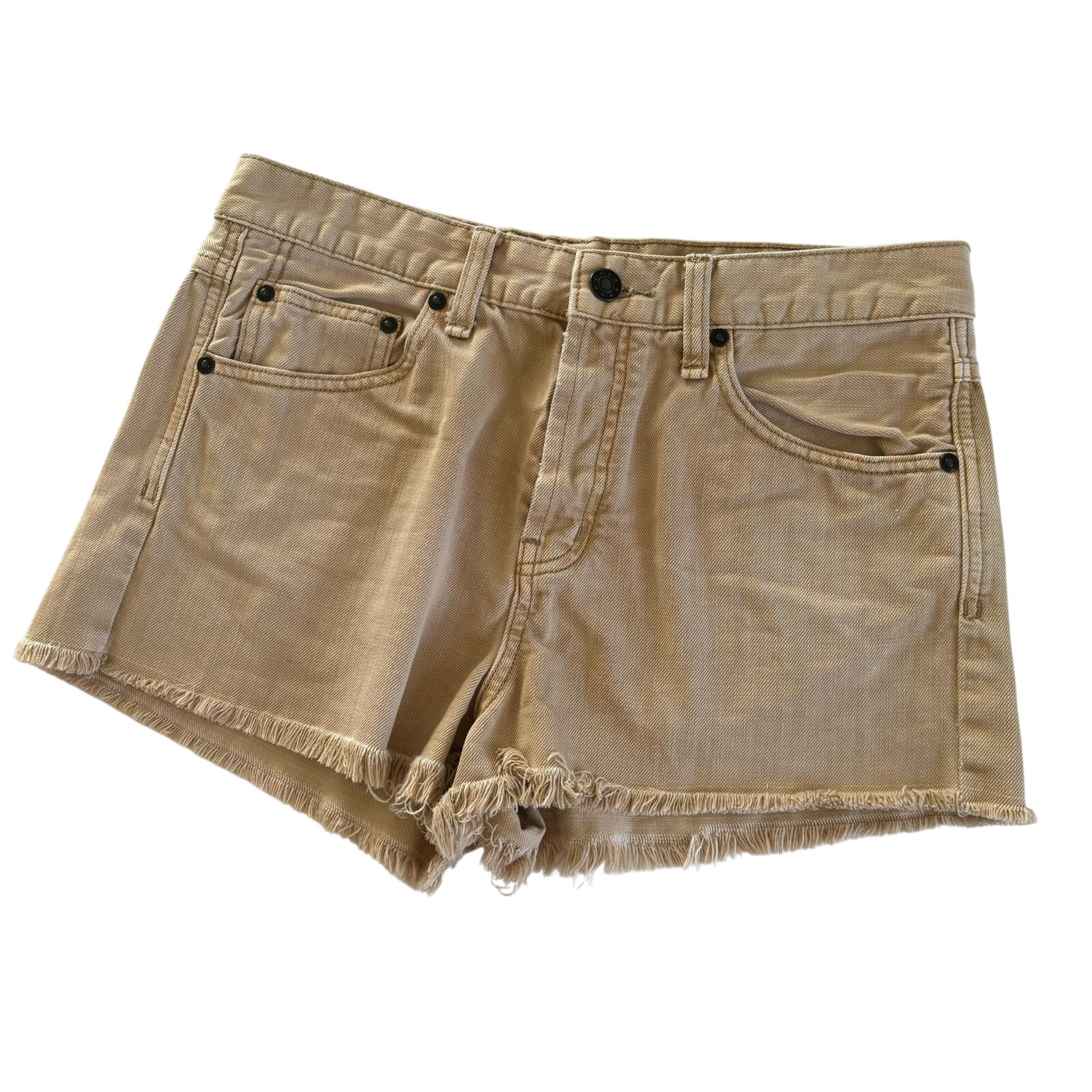 Free People Logan Khaki Denim Frayed Hem Jean Shorts Women’s Size 29