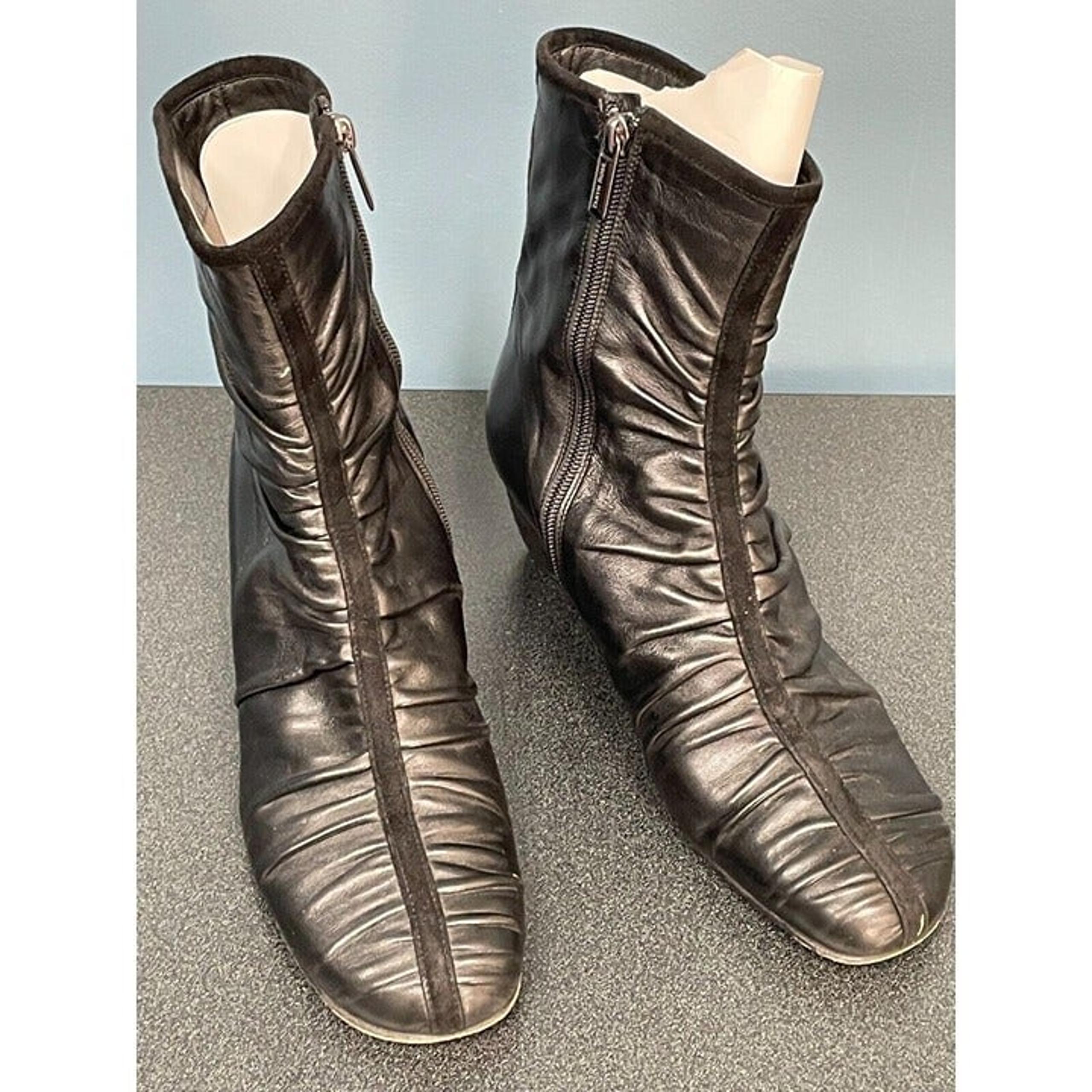 Taryn Rose Womens Black Leather Pleated Boots Size 10 (27415