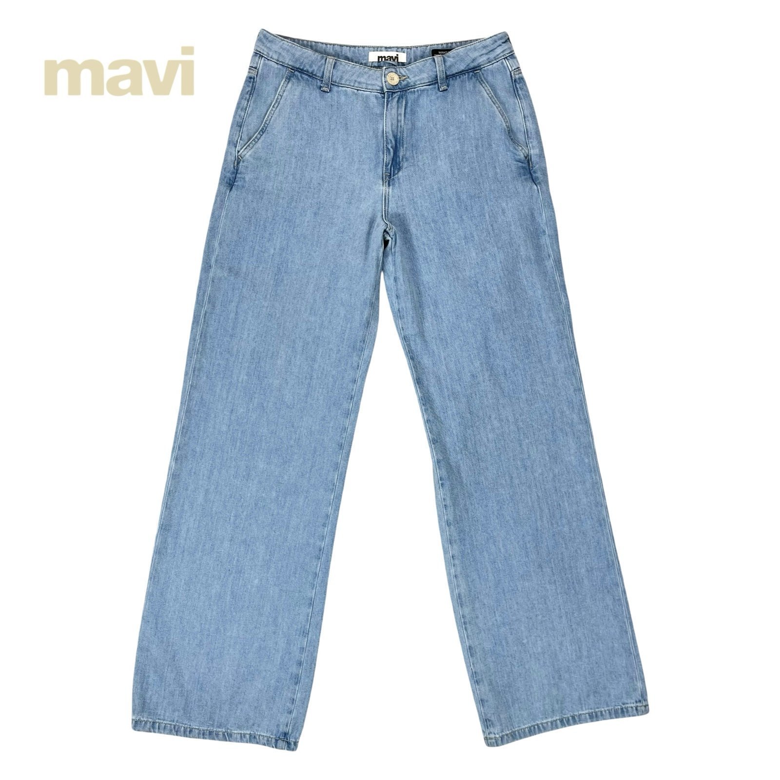 Mavi Women 28x32 Miracle High Rise Wide Leg Light Blue Wash Denim Jeans