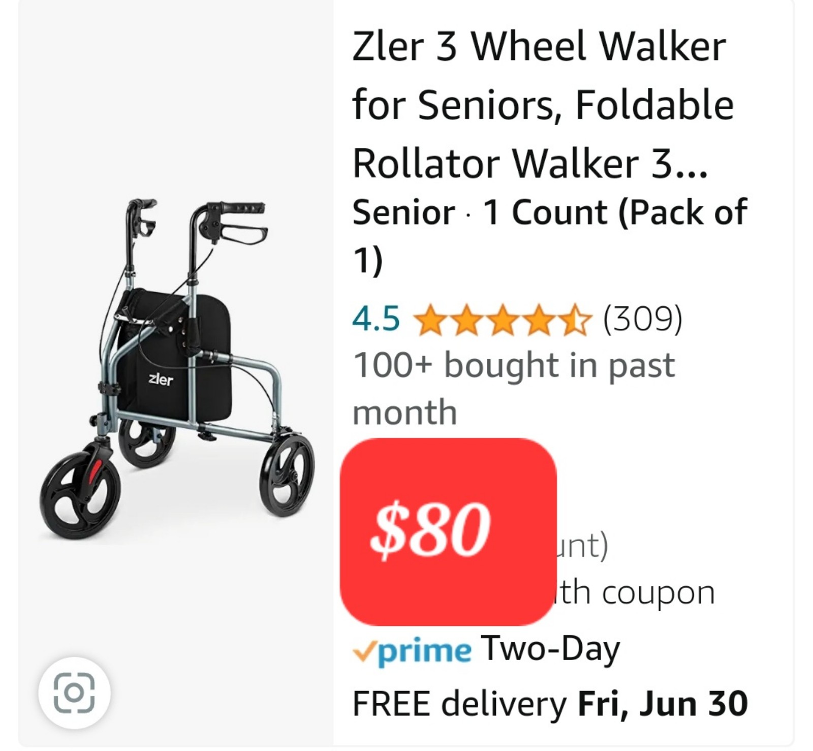 Three wheel walker
