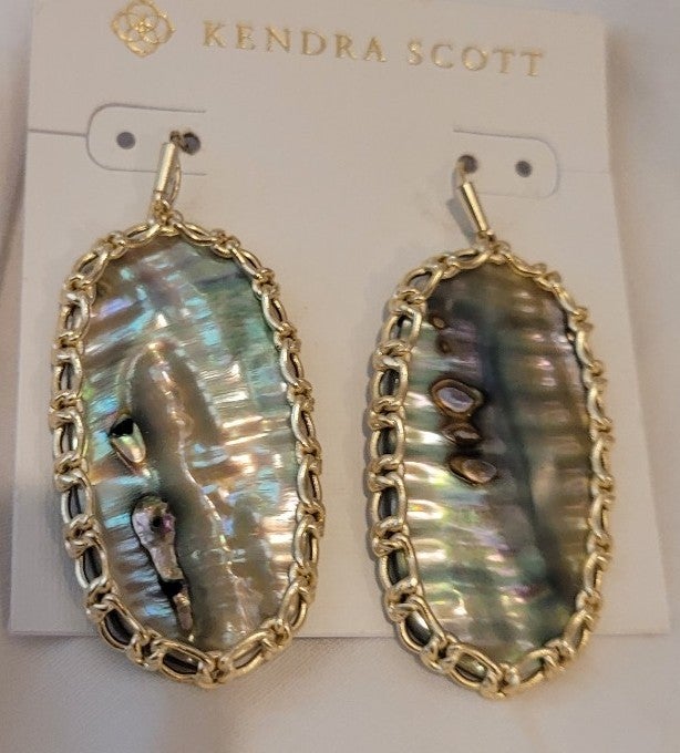 Kendra Scott Macrame Danielle Nude Abalone Earrings in Gold Beautiful