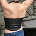Vintage yet classic Maria Pinto black leather & satin halter style bustier