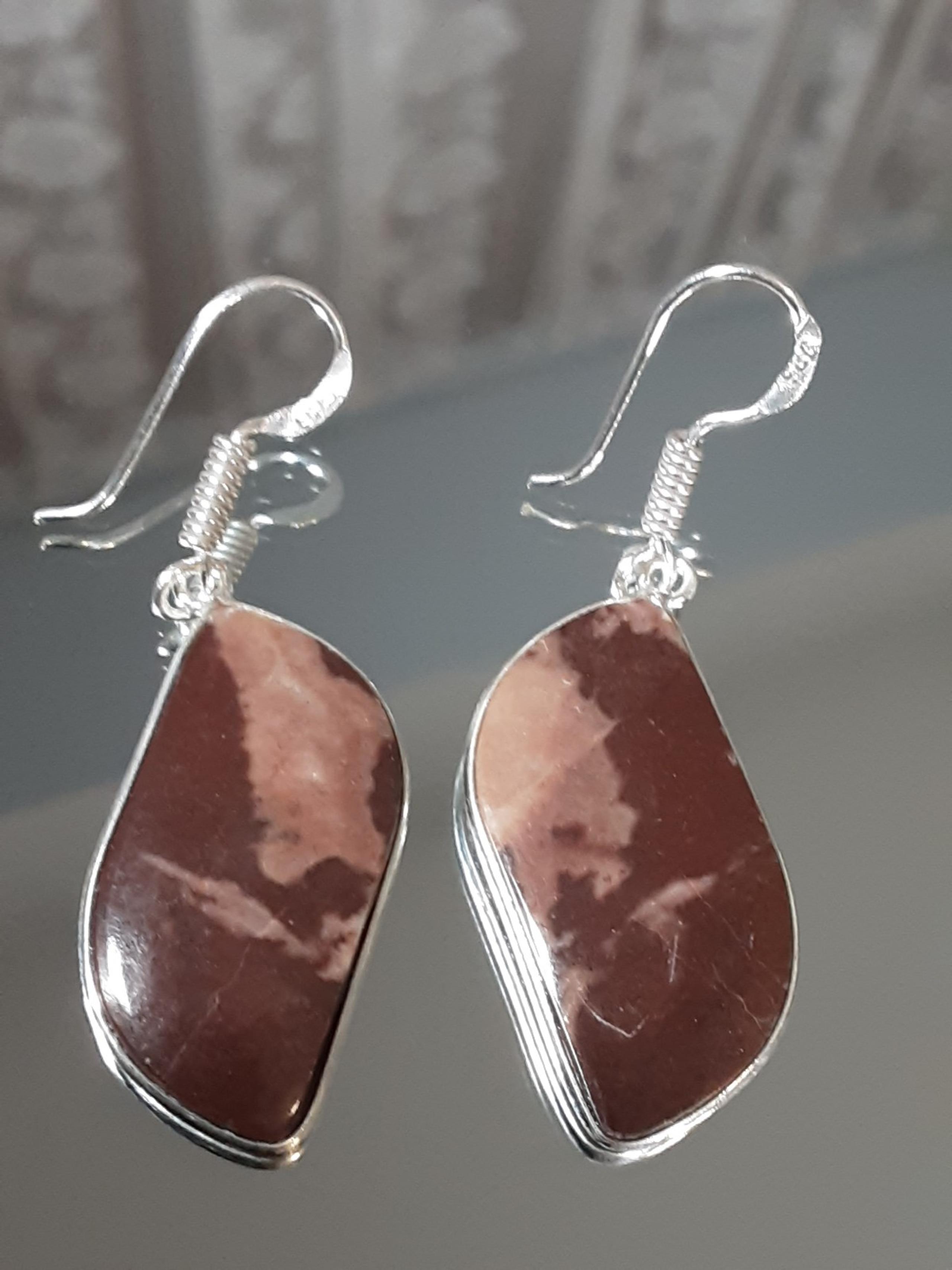 Coconut Jasper Cabochon .925 Earrings "Mercy"