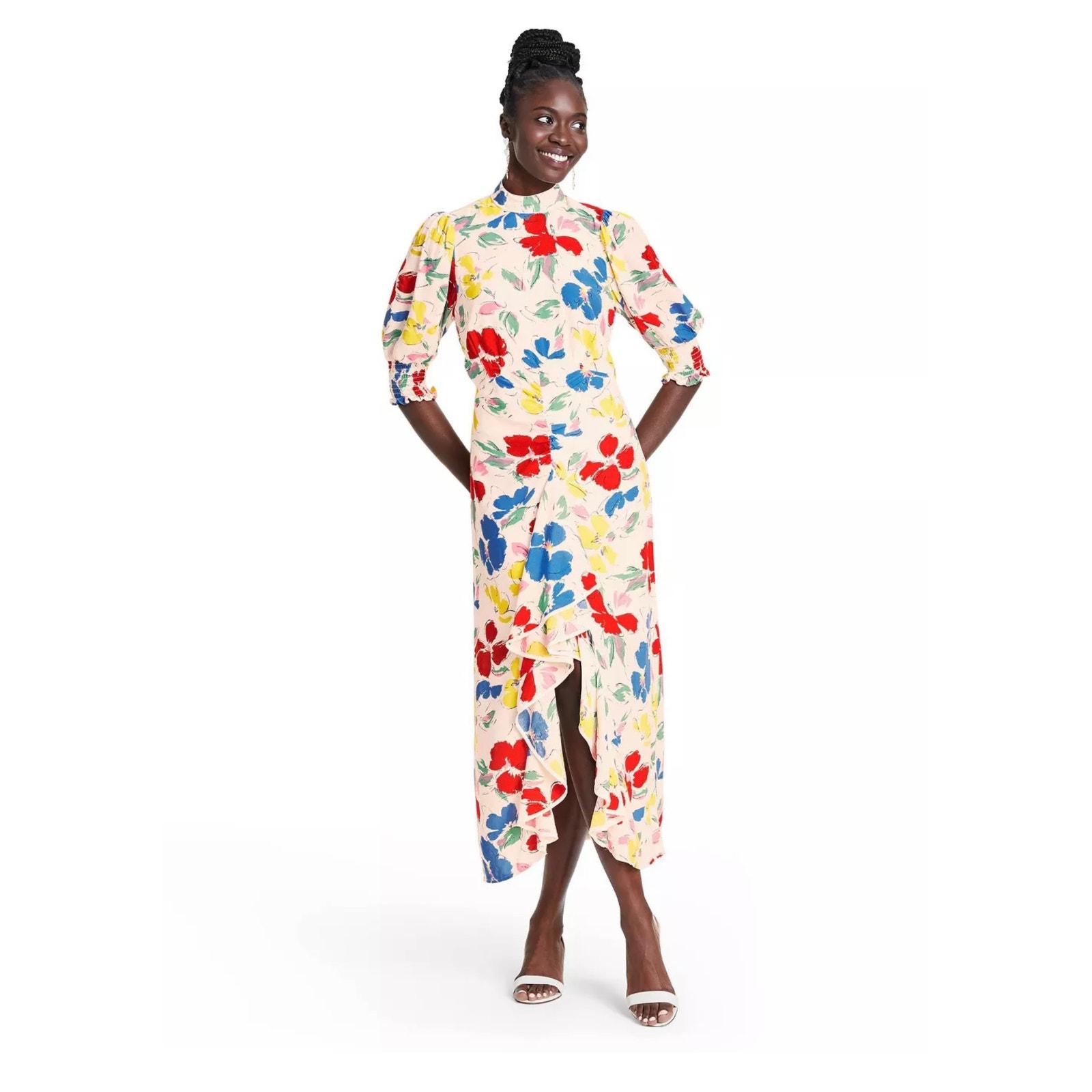 NEW RIXO X Target Floral Mock Neck Cascade Ruffle Dress Plus Size 28W/30W Spring