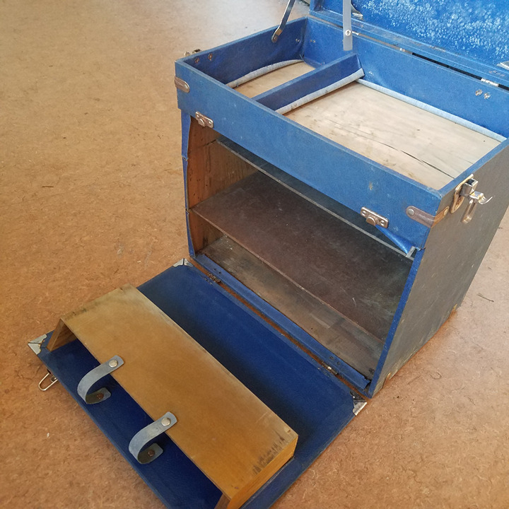 CBS tube caddy 1960s carry case box 17x11x17 no handle ham radio blue vintage