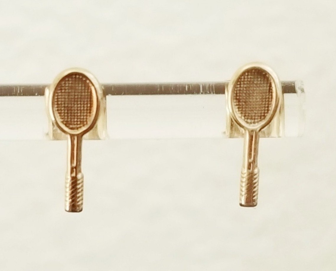 14K Gold Tennis Racket Earrings