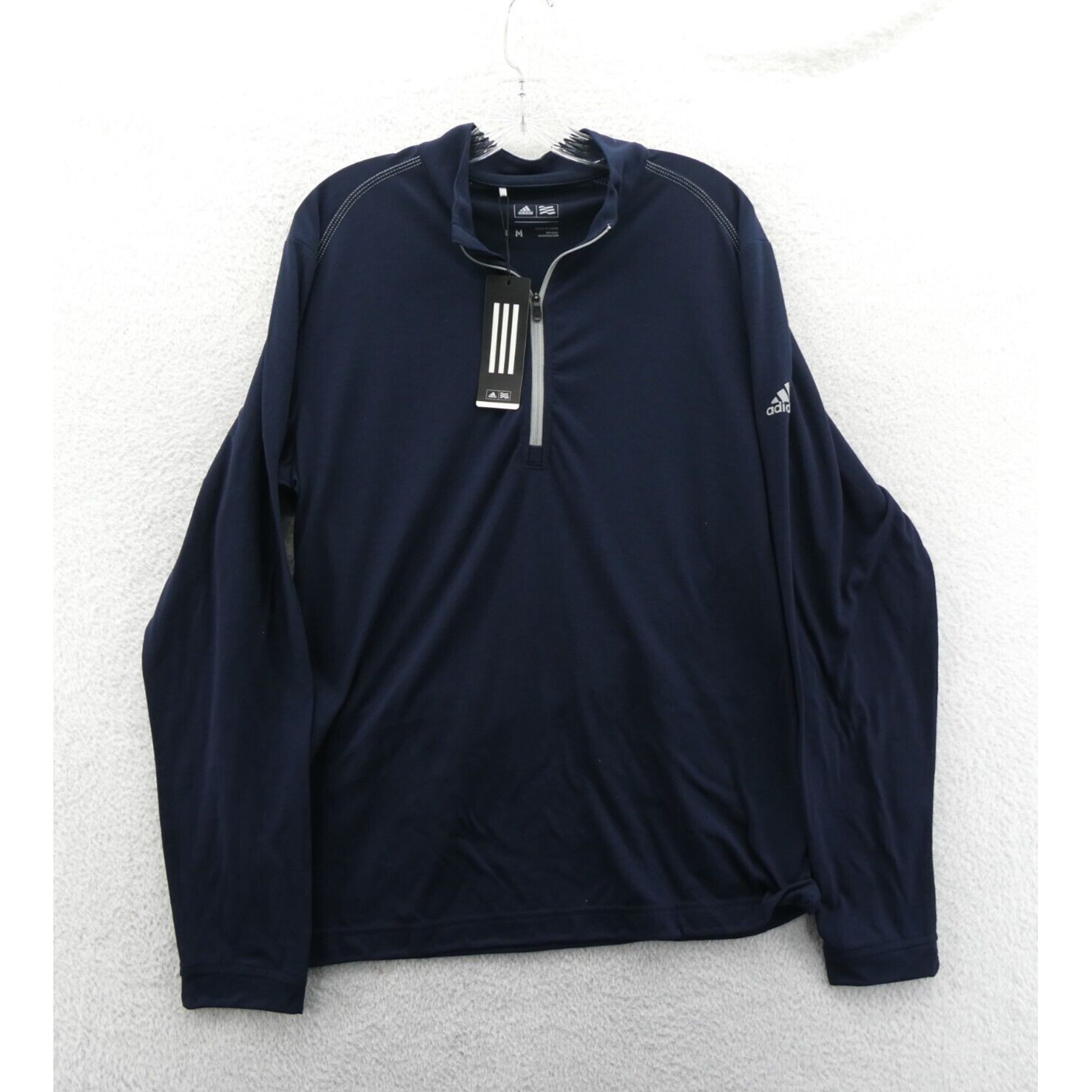 Adidas Golf Jacket Mens Medium Blue 1/4 Zip Pullover PGA Casual Preppy Top New