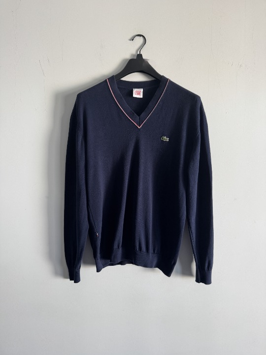 Lacoste Live Vintage Mens V-Neck Knit Sweater, Size 6/ XL