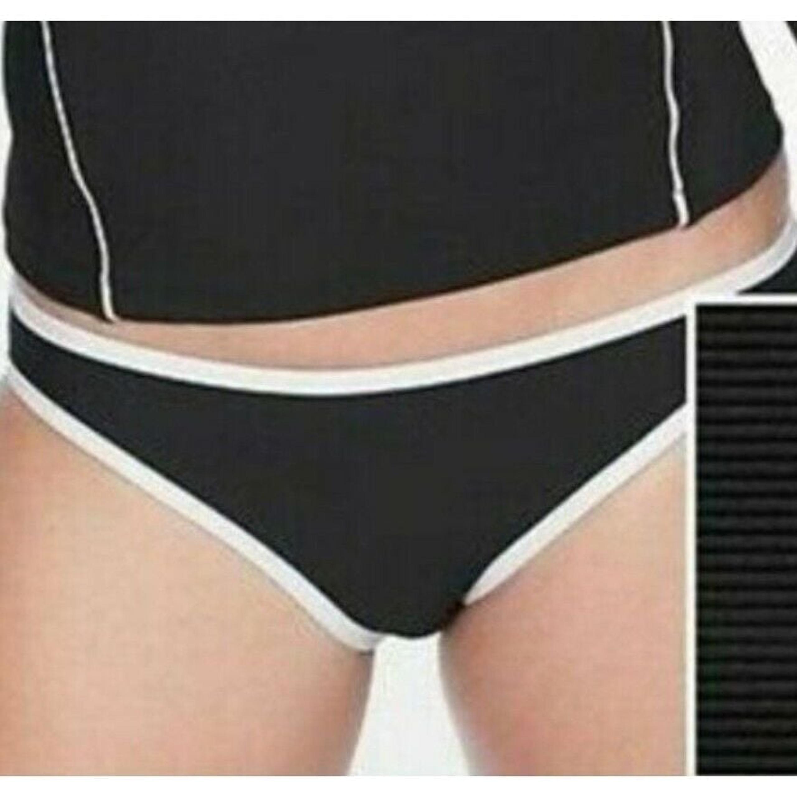 Athleta Clean Medium Bound Bikini Bottom Black White Women's Medium #405798