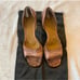 Gucci Vintage Pink & Black Snake Skin Leather Open Toe Heel Pumps, Size 10!