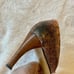 Gucci Vintage Pink & Black Snake Skin Leather Open Toe Heel Pumps, Size 10!