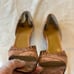 Gucci Vintage Pink & Black Snake Skin Leather Open Toe Heel Pumps, Size 10!