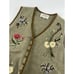 Vintage Susan Bristol Sweater Vest Womens Size 1 W Green Brown Embroider Wool 95