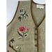 Vintage Susan Bristol Sweater Vest Womens Size 1 W Green Brown Embroider Wool 95