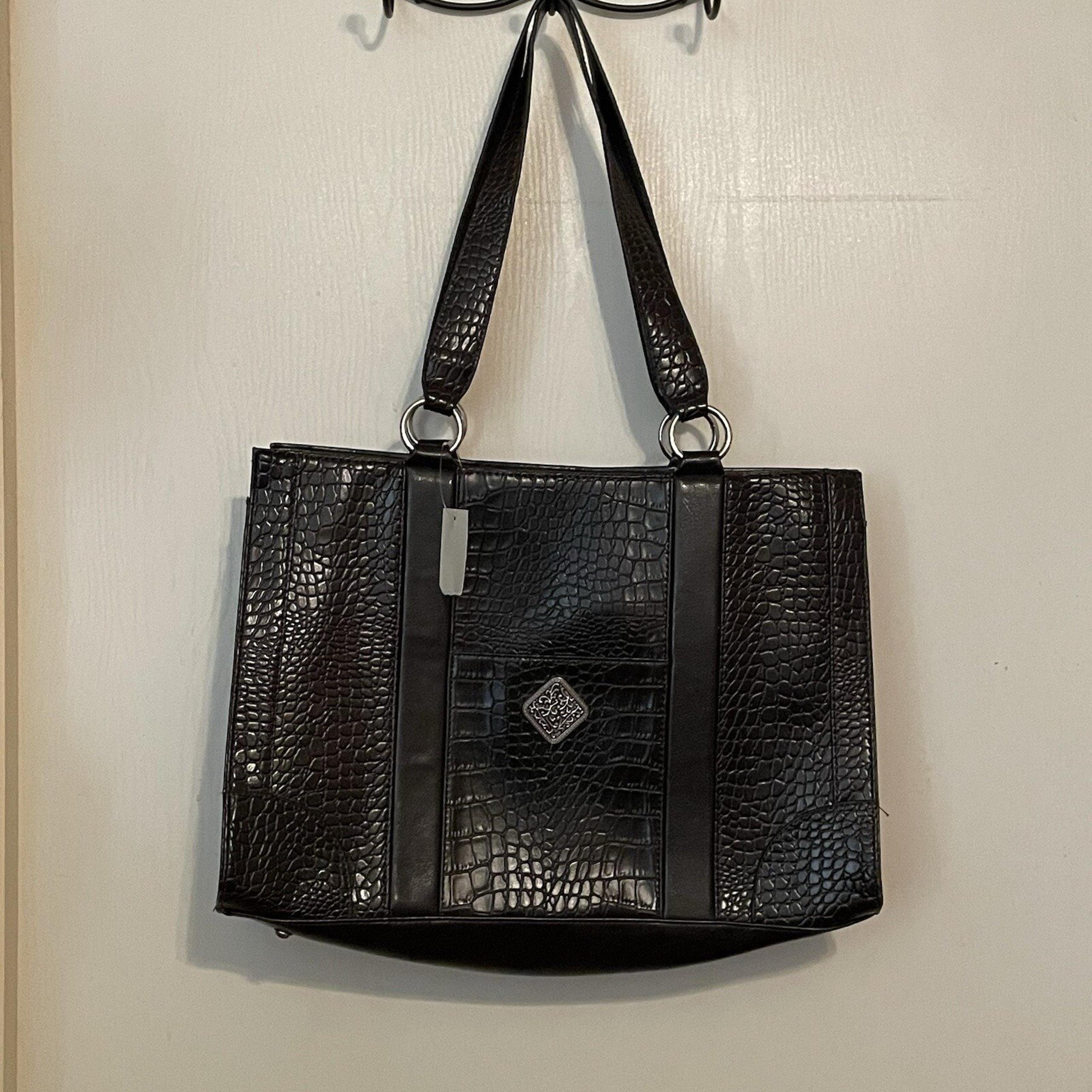 Coldwater Creek Shoulder Bag Womens Brown Large Faux Leather Juliana Croco Tote