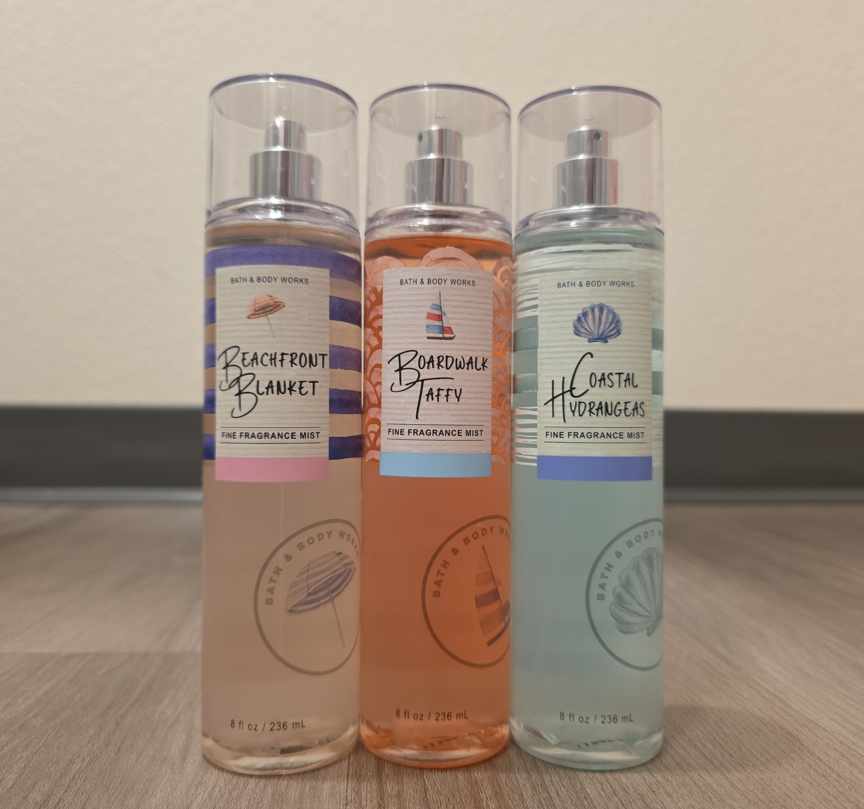 Bath And Body Works Boardwalk Taffy, Beachfront Blanket + Coastal Hydrangeas