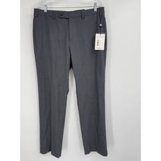 New Lauren Ralph Lauren Mens Classic-Fit Ultraflex Pants Gray Blue Grid Sz 35x30