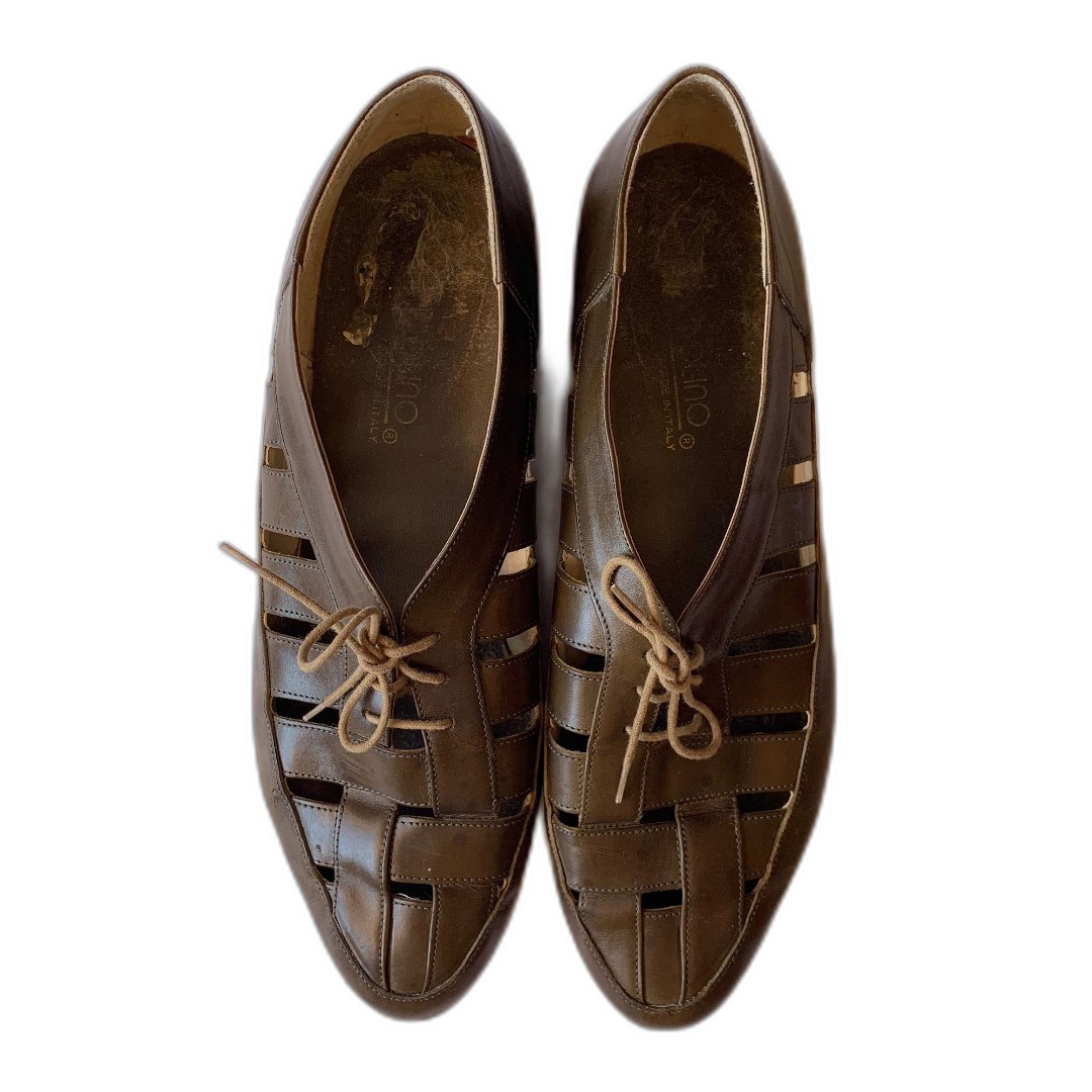 Vintage 70s/80s Olive Green Lattice Oxfords