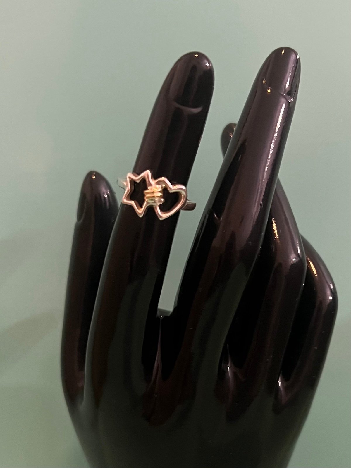 Tiffany & Co Star & Heart Ring Silver 925 & 18K Yellow Gold Size 5.25