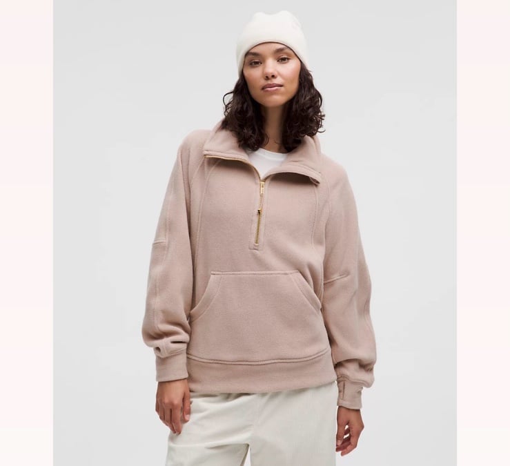 Lululemon Scuba Adaptive Pink/Gold Tumbled Fleece Funnel-Neck Half Zip