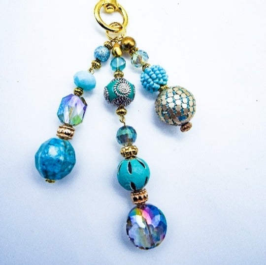 CYNTHIA LYNN BAG BLING BRAHMIN INSPIRED BLUE MULTICOLOR CRYSTAL HANDBAG CHARM