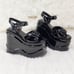 Size 12 Demonia Wave Goth Platform 6 Wedge Sandals Shoes Patent Heart Chain