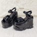 Size 12 Demonia Wave Goth Platform 6 Wedge Sandals Shoes Patent Heart Chain