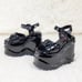 Size 12 Demonia Wave Goth Platform 6 Wedge Sandals Shoes Patent Heart Chain
