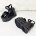 Size 12 Demonia Wave Goth Platform 6 Wedge Sandals Shoes Patent Heart Chain