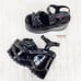 Size 12 Demonia Wave Goth Platform 6 Wedge Sandals Shoes Patent Heart Chain