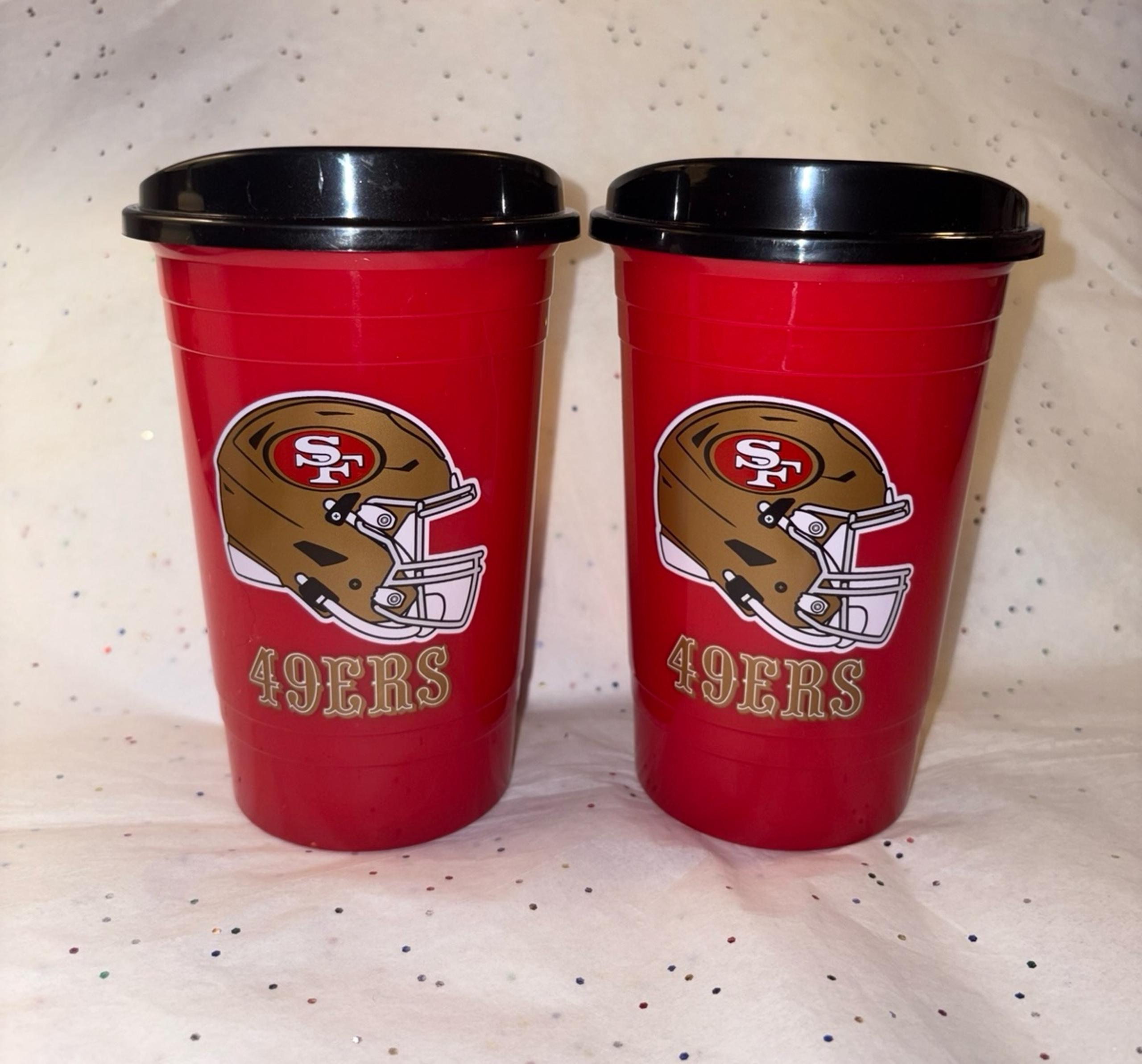 San Francisco 49ers, NFL Plastic Tumbler Cups with Lids (2 PACK)