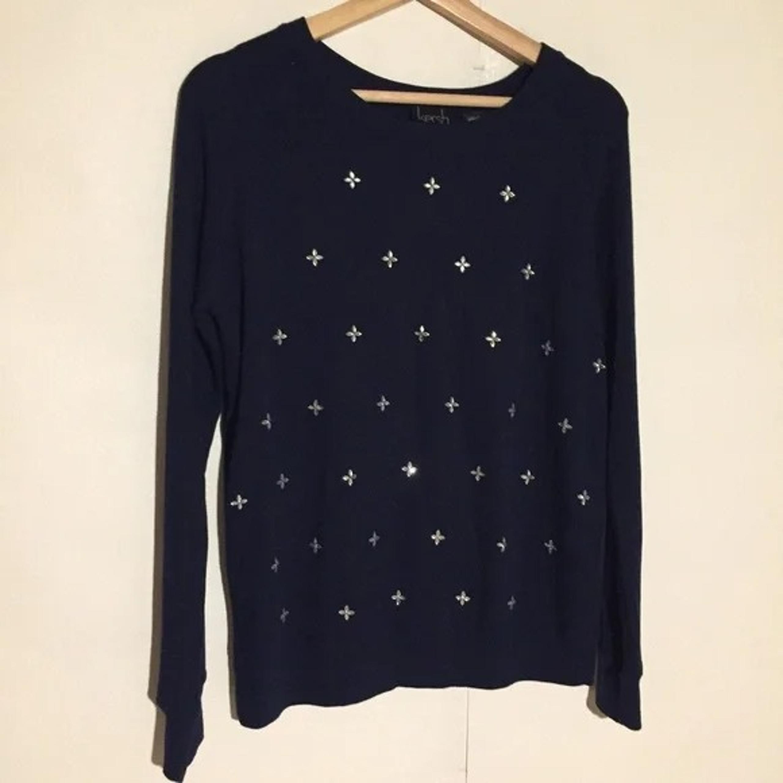 Kersh Navy Lightweight Sweater With Jewels women’s Medium soft cozy