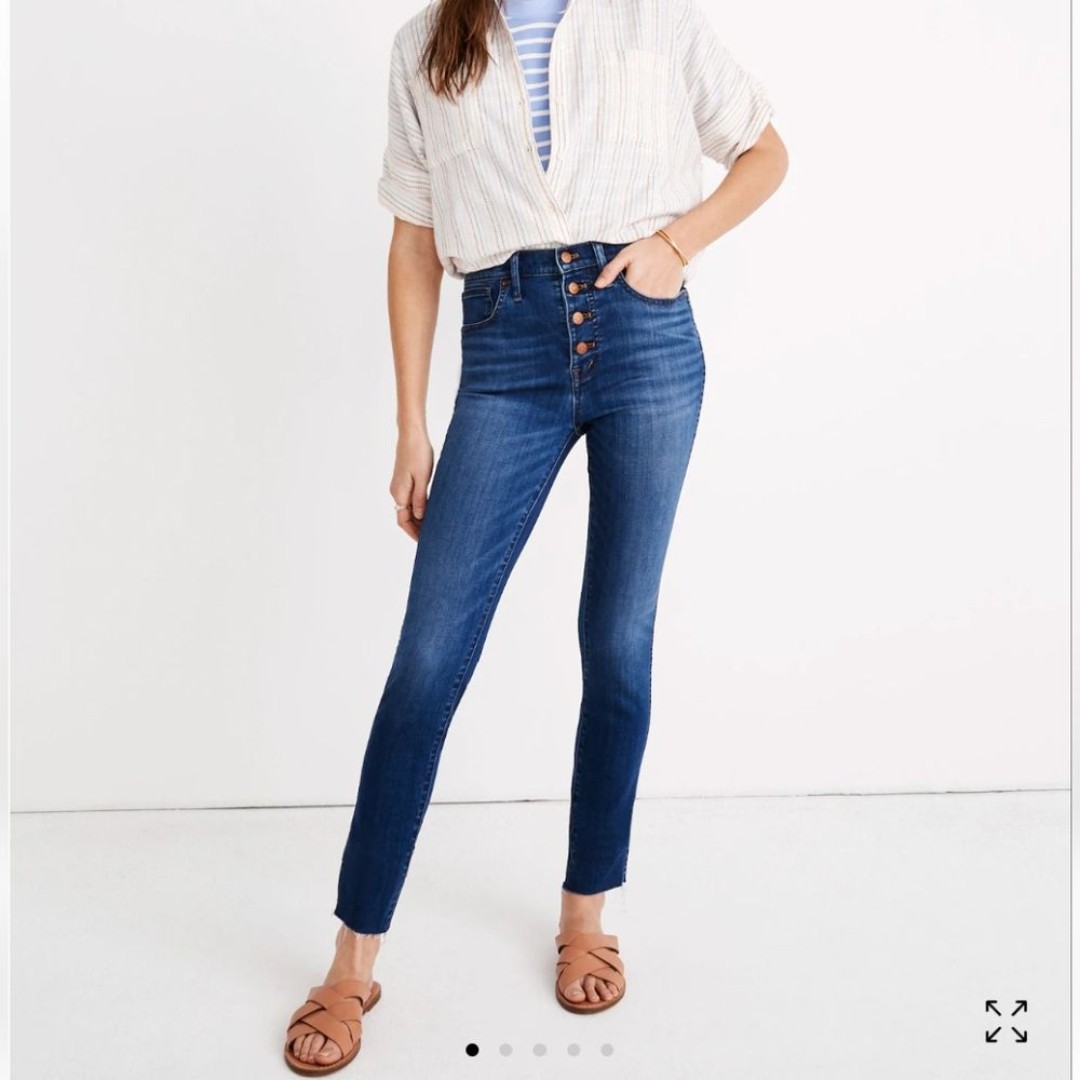 Madewell Womans 10 High-Rise Skinny Crop Button-Front TENCEL Denim Edition 27