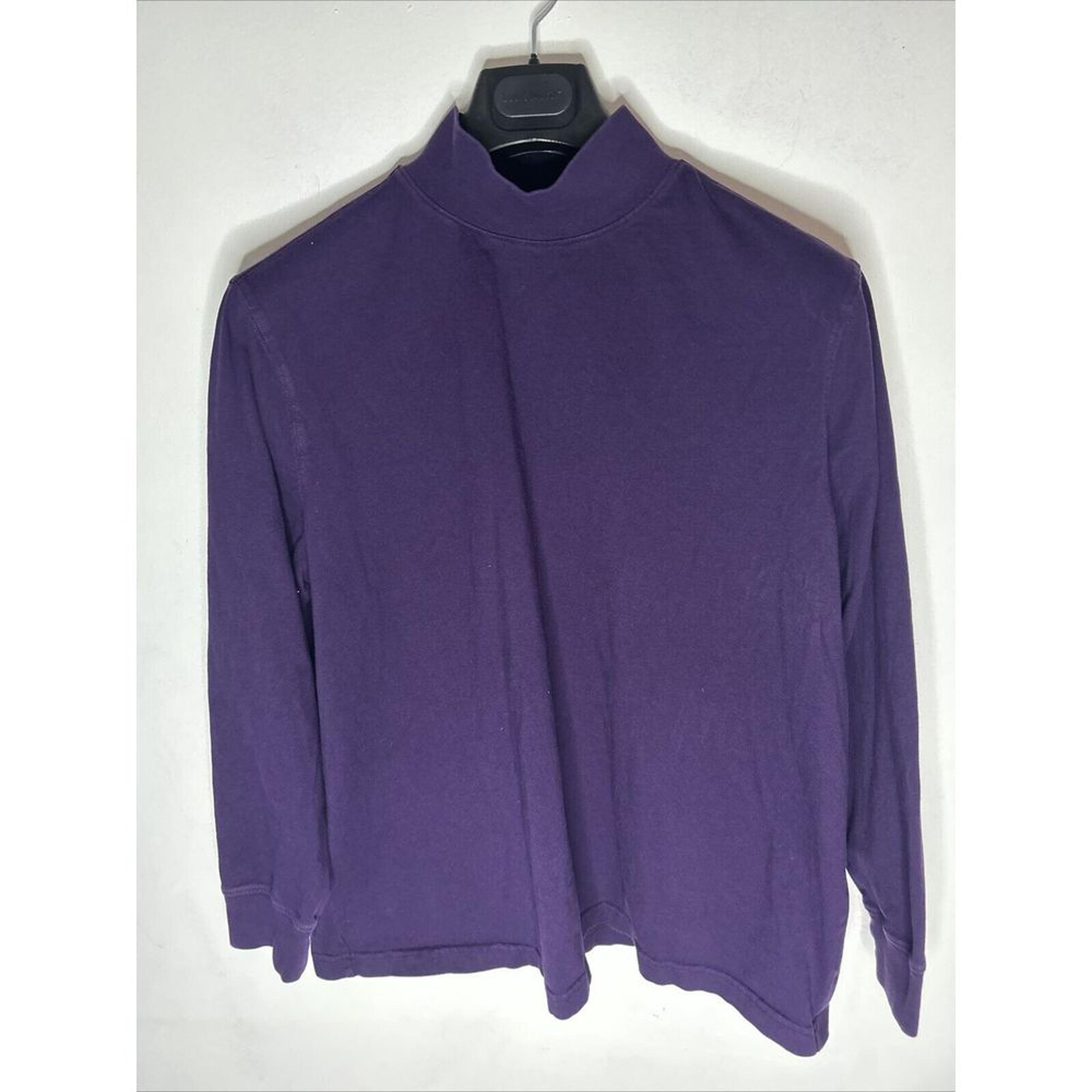 Lands' End Women Mock Neck Shirt Long Sleeve Top Purple Size XL