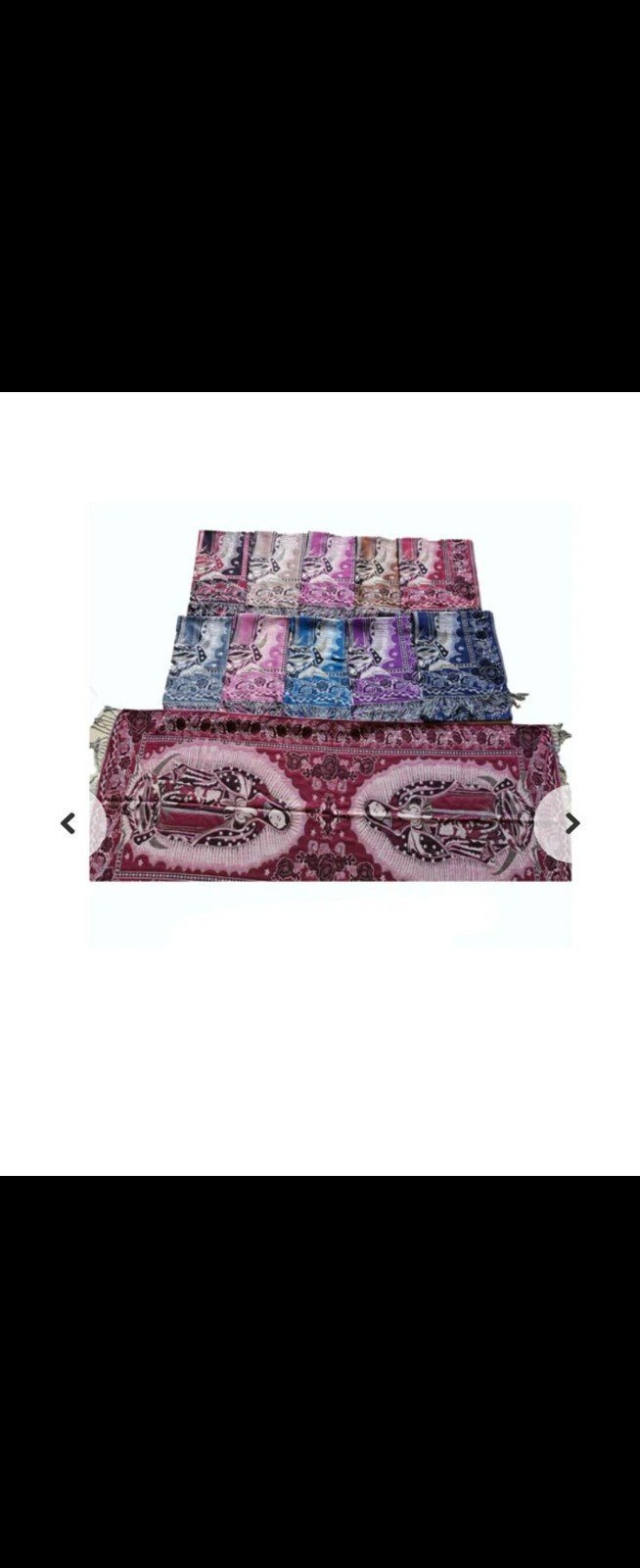 Set of 6 x Mexican Our Lady of Guadalupe Print Pashmina, Virgin Mary Shawl, Scar