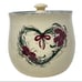 Casey Pottery Burgundy Floral Heart Design Large Canister Vintage 1990s Handmade