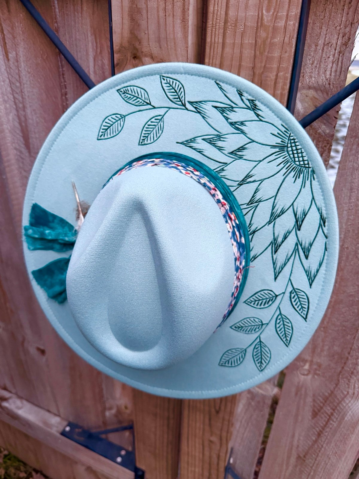 Hand burned wide brim