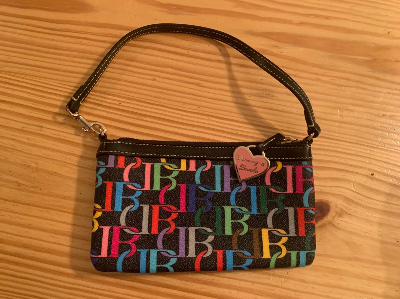 Dooney and Bourke Rainbow zipper large wristlet