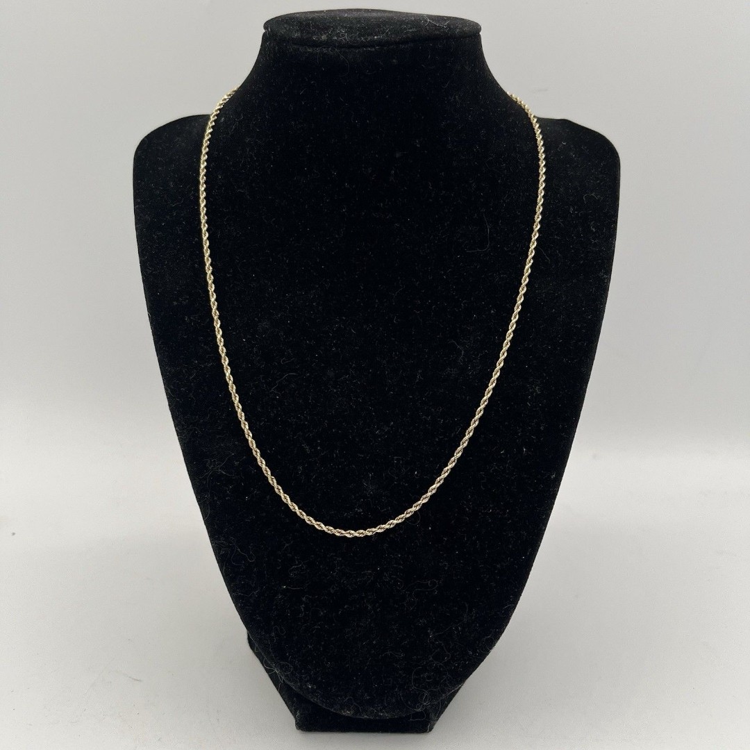 Solid 14k Gold Rope Necklace / 19” Long / 1.2mm Wide / 5.25 Grams / Tested 14k