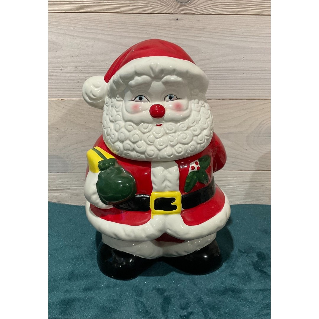 Vtg Ceramic Santa Cookie Jar made in China in 2000 Distr. by Montgomery Ward