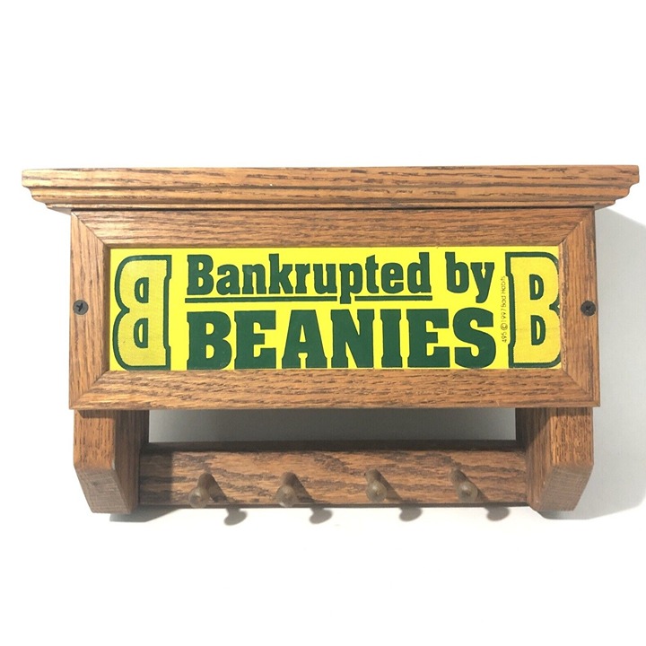 Vintage 90’s Memorabilia “Bankrupted By Beanies” Key Rack/Shelf-Beanie Babies