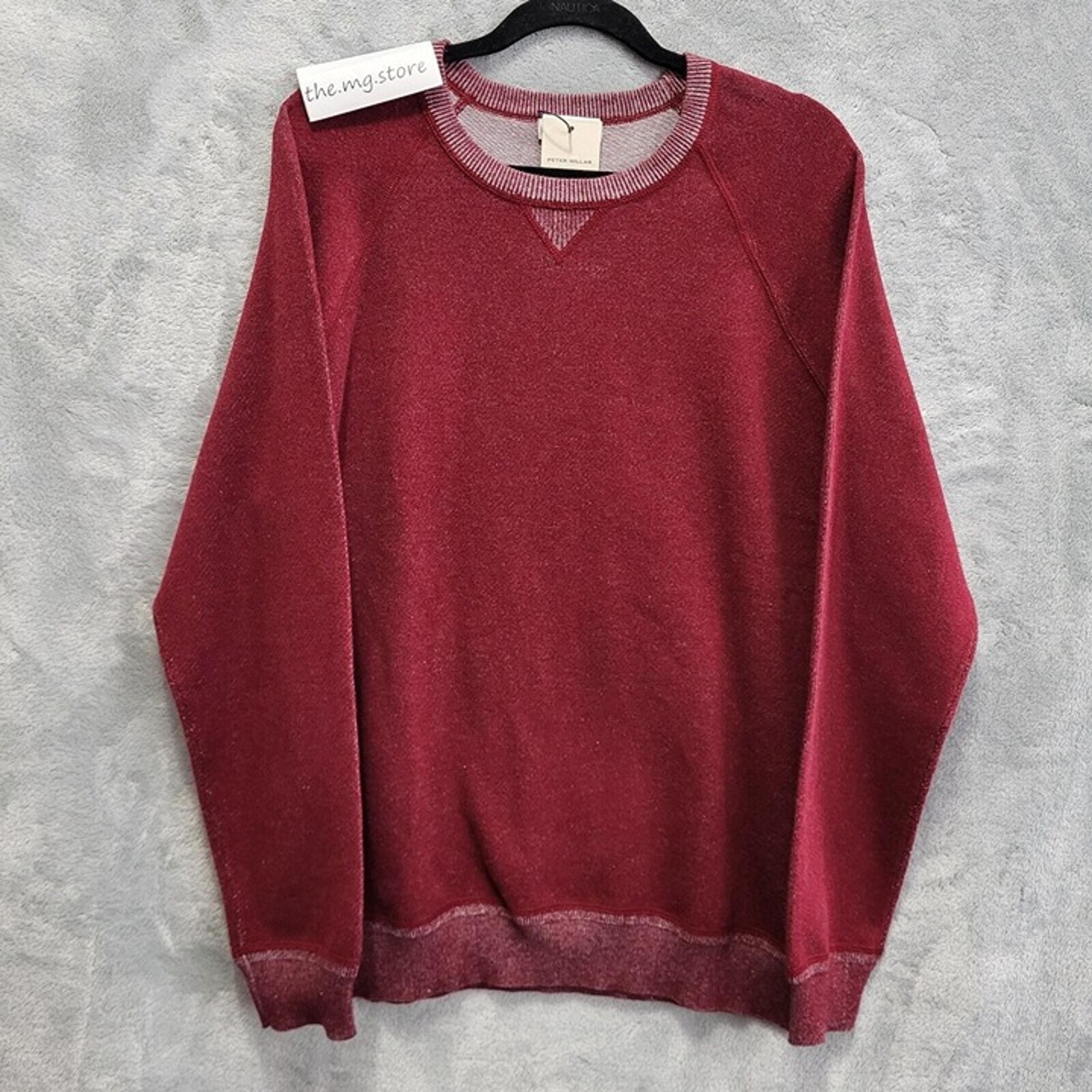 PETER MILLAR Hartford Crewneck Sweater Claret Red Cotton Merino Wool Mens M $198