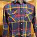St Edmonds plaid vintage long-sleeve button-up multi-color 85% wool mens Large L