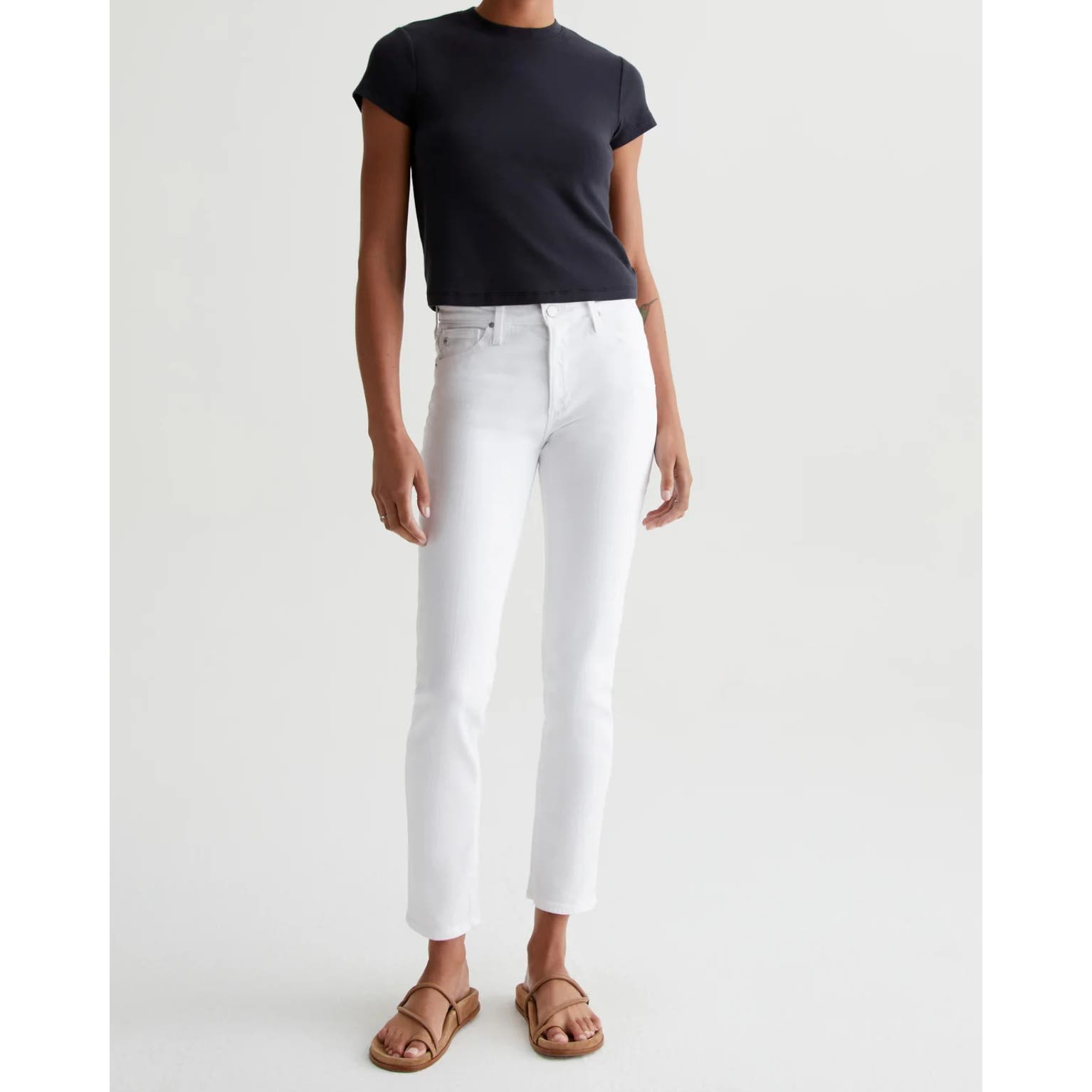AG Womens Cigarette Leg Jeans White