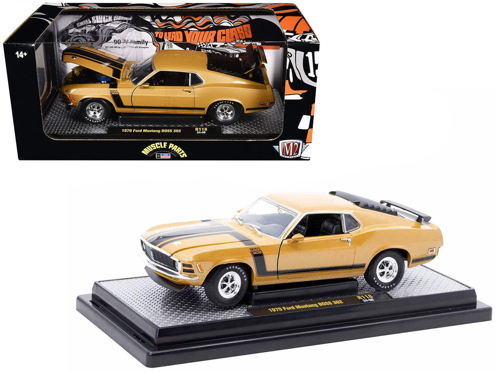 1970 Ford Mustang BOSS 302 Gold Metallic with Black Stripes Limited Edition to 6
