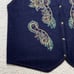 Vintage Koret Women's Large Pure Wool Cardigan Sweater Vest Embroidery V-Neck