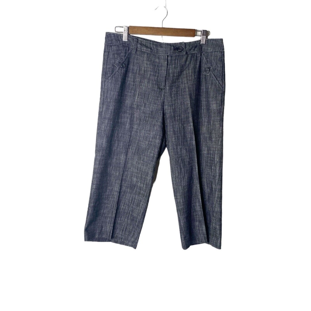 Sandro Sportswear Womens Cropped Chambray Trouser Pants Size 8