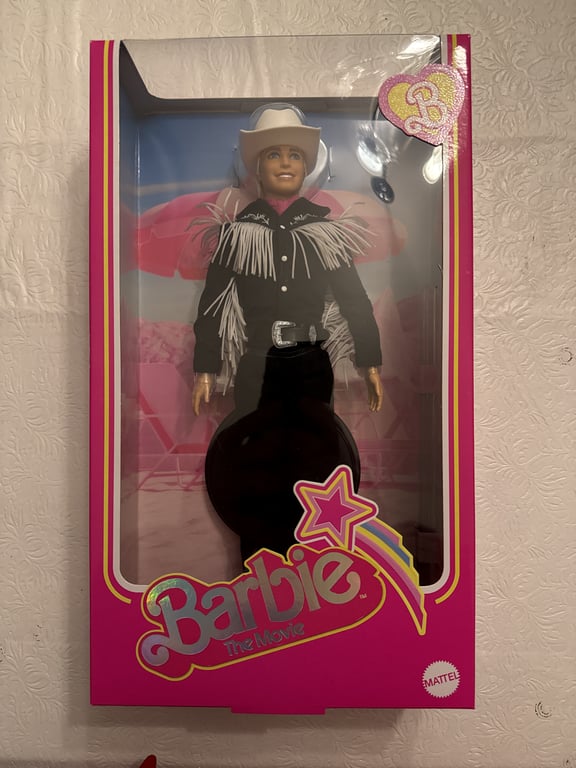 Barbie The Movie Ken Doll Wearing Black & White Western Outfit Exclusive | eBay